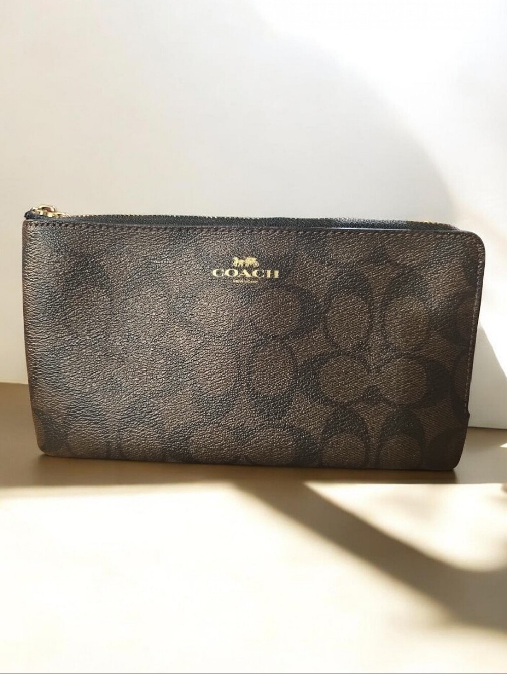 Coach Brown/Black Signature Zip Pouch